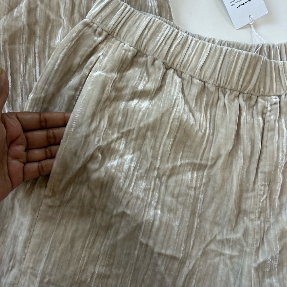 NWT Eileen Fisher Wide Leg Crushed Velvet Ankle Pants (size M) - Picture 7 of 10
